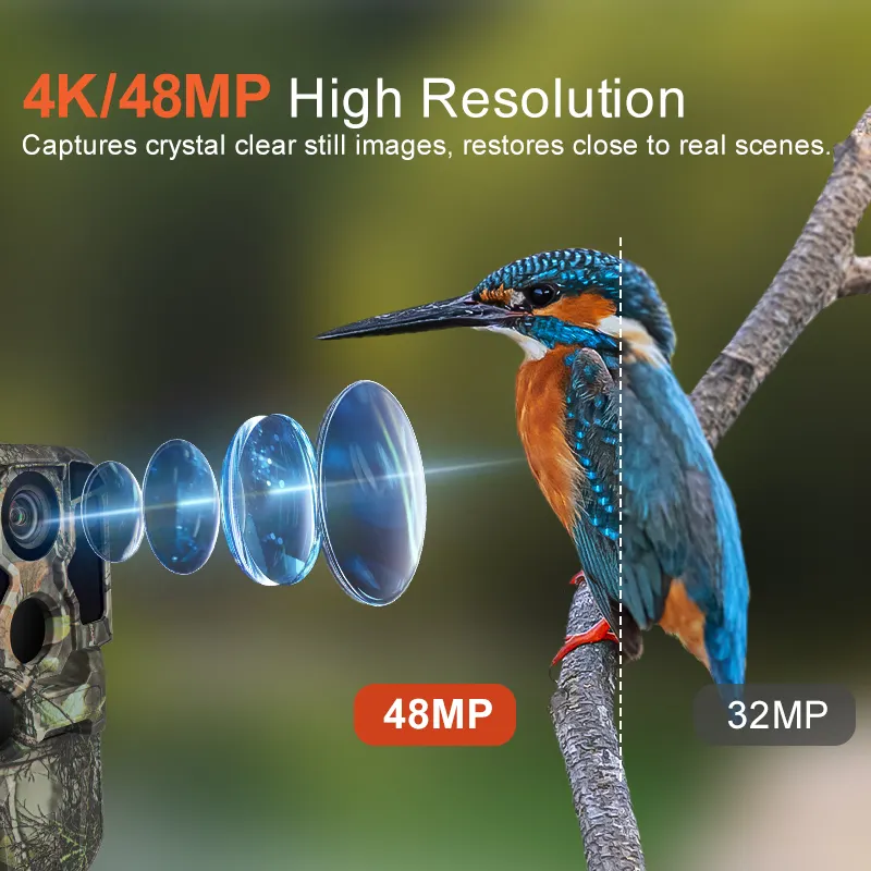 JSOCAM Outdoor Cellular WIFI Thermal Scope 4K Video 48MP IP66 8AA Batteries Night Vision Trail Hunting Camera for Security
