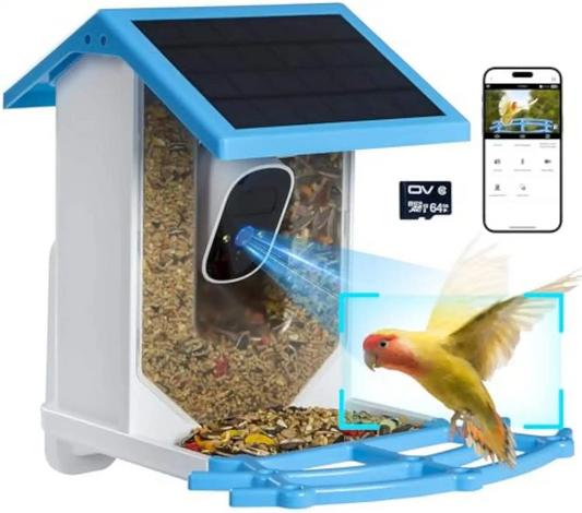 JSOCAM Smart AI Identify 3D 360 Degree Bird View System Car Security Camera 2MP Waterproof Outdoor Bird Feeders Solar Charging