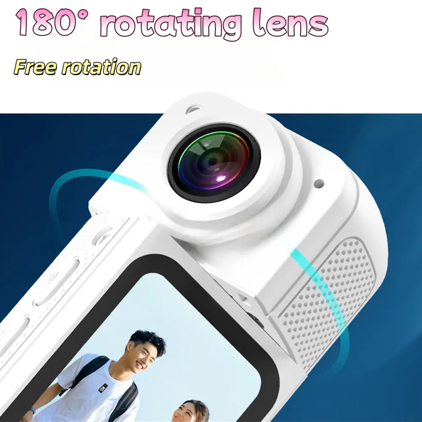 JSOCAM Action Camera, Sports Camera with Audio and Video Recording, Tiny Size, 180° Wearable Cam with Magnetic, Hands Free Worn Cam for Travel