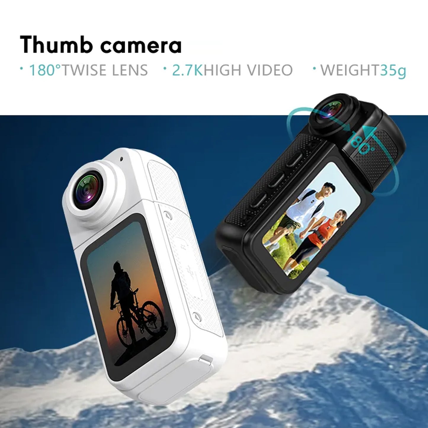 JSOCAM Action Camera, Sports Camera with Audio and Video Recording, Tiny Size, 180° Wearable Cam with Magnetic, Hands Free Worn Cam for Travel