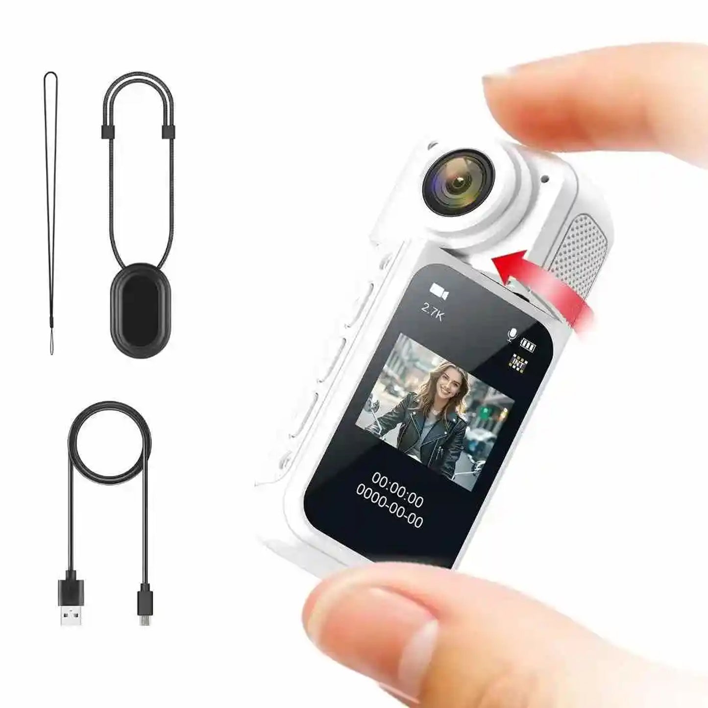 JSOCAM Action Camera, Sports Camera with Audio and Video Recording, Tiny Size, 180° Wearable Cam with Magnetic, Hands Free Worn Cam for Travel