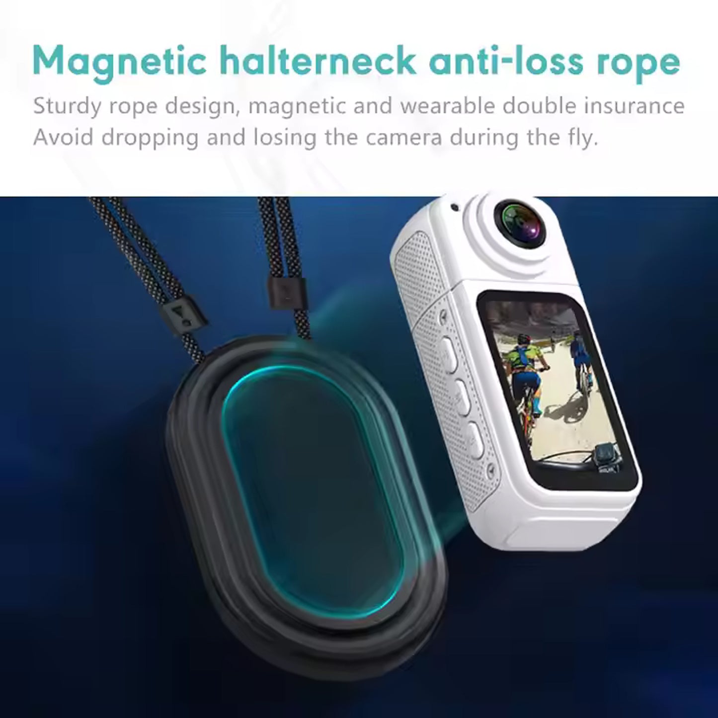JSOCAM Action Camera, Sports Camera with Audio and Video Recording, Tiny Size, 180° Wearable Cam with Magnetic, Hands Free Worn Cam for Travel