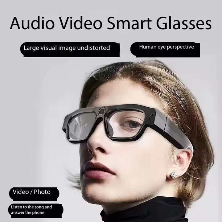 JSOCAM Wearable Fashionable Smart Bluetooth Glasses With 256g Replaceable Myopia Lenses, 4K ultra clear Camera Headphones, Glasses