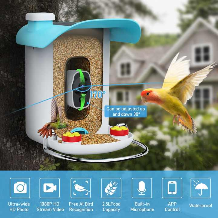 JSOCAM Pet Product Smart Bird Cabin WiFi AI bird feeder Solar Panel Night Vision Waterproof Smart Bird Feeder With Camera