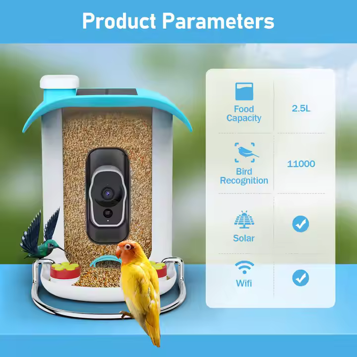 JSOCAM Pet Product Smart Bird Cabin WiFi AI bird feeder Solar Panel Night Vision Waterproof Smart Bird Feeder With Camera